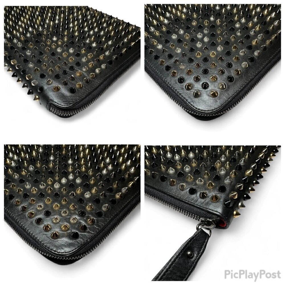 Christian Louboutin Black Leather Calfskin Spiked iPad Case/Wristlet - Picture 10 of 16